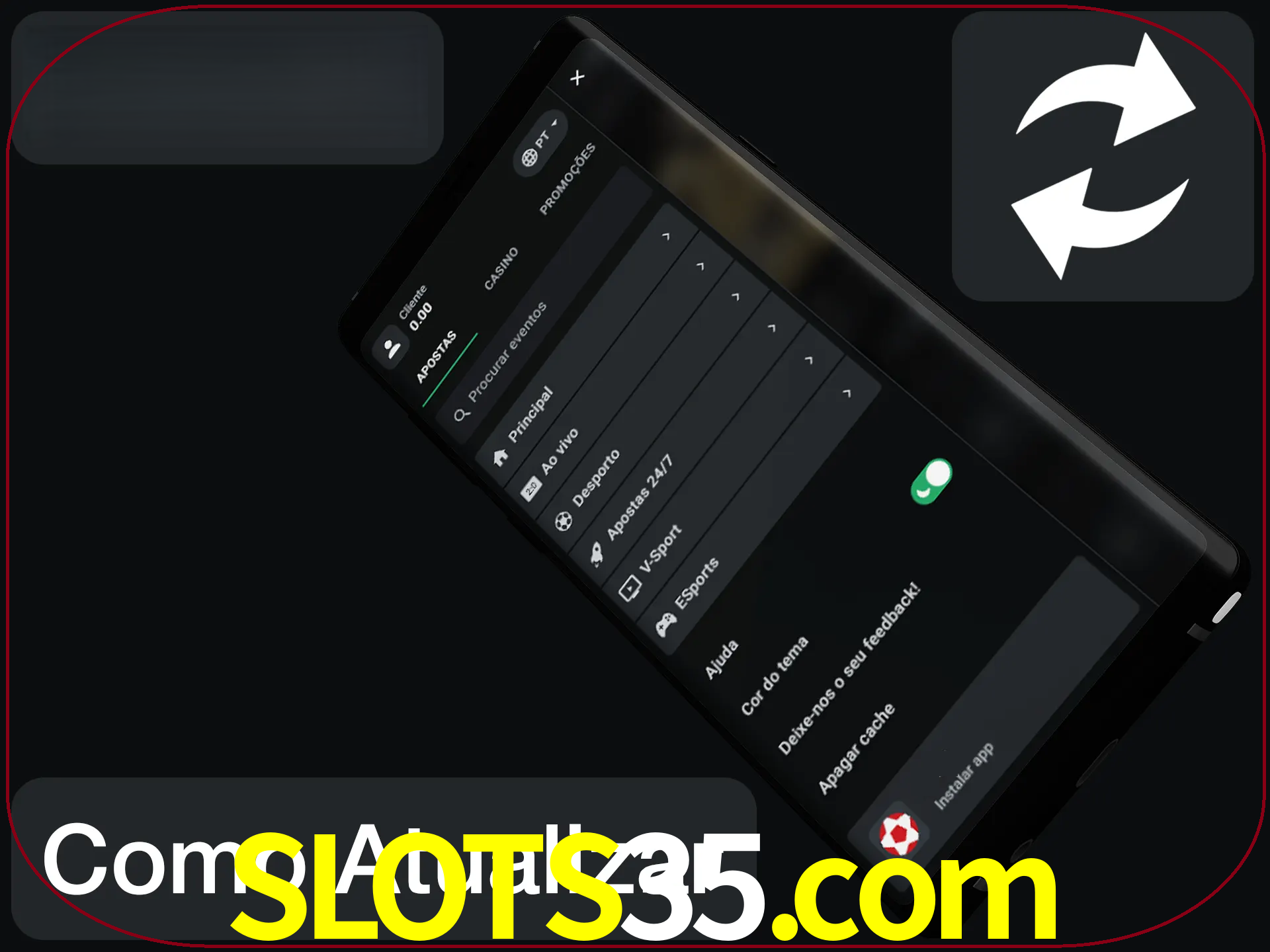 O aplicativo é atualizado automaticamente quando você faz o login.
