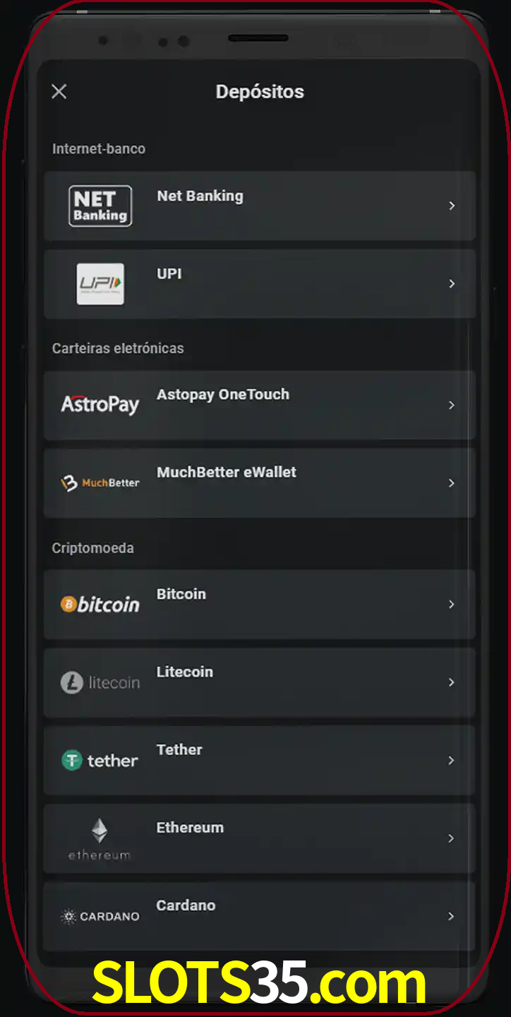 Você pode usar métodos alternativos de depósito.